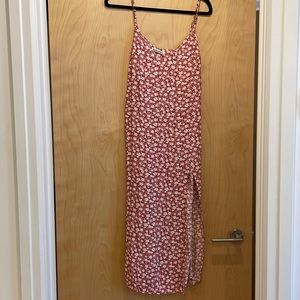 Reformation Red Floral Midi Dress with Slit